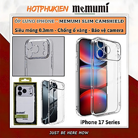 ốp lưng siêu mỏng 0.3mm bảo vệ camera trong suốt chống ố vàng cho iPhone 17 Pro Max / 17 Air / iP 17 Pro / 17 hiệu Memumi Slim Camshield Clear - Chống trầy xước, độ trong full HD, siêu mỏng ốp như không ốp - Hàng nhập khẩu - iPhone 17 Air