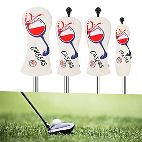 4Pcs PU Golf Club Head Covers Wood Headcover with Interchangeable Tag Guard
