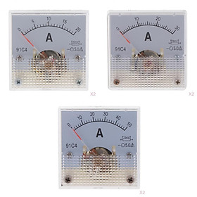 6-PACK DC Rectangle Analog Panel Ammeter Gauge, DC 0-20A, 0-30A, 0-50A
