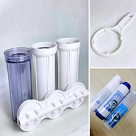 Mua Bộ 3 ly lọc 10 inch ren 1/2   (21mm) + 3 LÕI LỌC (Tặng kèm tay vặn cốc) |  nắp đúc liền - Hàng chính hãng