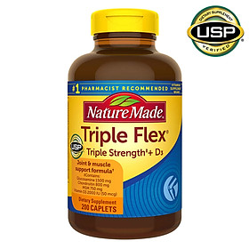 Viên uống hỗ trợ hệ cơ xương khớp Nature Made Triple Flex Triple Strength +D3, 200 Viên (Mẫu mới) - Nhập khẩu Mỹ