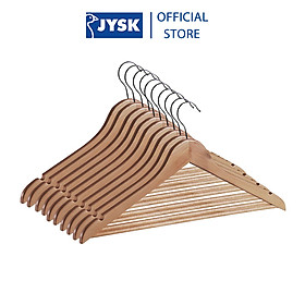 Bộ 10 móc áo JYSK Sigfrid gỗ tự nhiên 44.5x23x1.2cm