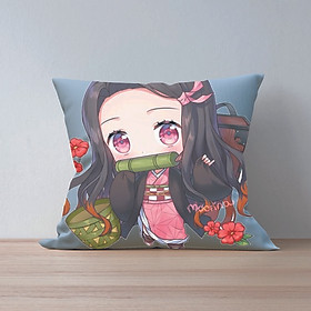 Gối vuông IN HÌNH Nezuko Kamado Demon Slayer - Thanh Gươm DIệt Quỷ anime chibi