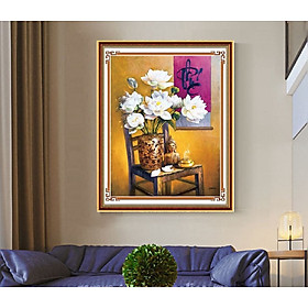 Mua Tranh thêu kín chữ Phúc và hoa sen MN0266  kích thước 60 x 80 cm