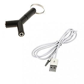 .5mm Audio Splitter Adapter + 3.5mm Male to USB Male Adaptor Cable