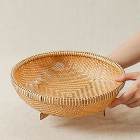 Mua Rổ tre tròn đáy đan mắt nhỏ có chân (3 cỡ)