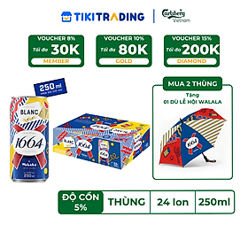 Thùng 24 lon Bia Pháp Kronenbourg 1664 Blanc (250ml/lon) - Độ cồn 5%
