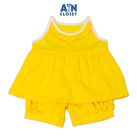 Bộ quần áo ngắn bé gái Vàng sát nách thun cotton - AICDBGTRXMO9 - AIN Closet