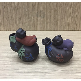 Bộ 2 tượng heo tài phúc  - Gốm Tử Sa 