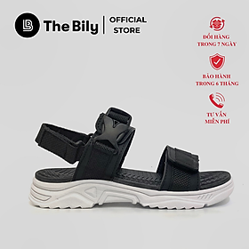 Giày Sandal Nam The Bily Quai Ngang - Đế Trắng Lót Đen Màu Đen BLDTMD03