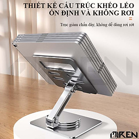 Giá Đỡ dành cho Ipad - Máy Tính Bảng - Điện ThoạI ( All Size ) Hợp Kim Nhôm Nguyên Khối Xoay 360º - Điều chỉnh góc độ tùy thích - Miren Hàng Chính Hãng