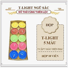 Mua Đèn Cầy Tea Light Ngũ Sắc Bắt Mắt Đồ Thờ Cúng Thiên Lộc - Hộp 10 Viên