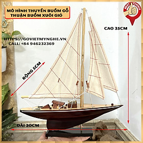 [Giao hàng nguyên chiếc] Mô hình thuyền gỗ trang trí du thuyền gỗ Shamrock V - Dài 30cm - Gỗ tự nhiên - Buồm vải bố