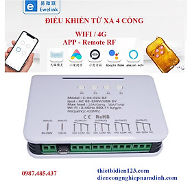 Công tắc thông minh điều khiển qua wifi 4 kênh dùng app Ewelink smart, Công tắc điều khiển từ xa qua điện thoại dùng Wifi - 4G- Remote