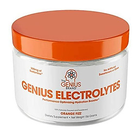 Genius Electrolyte Powder – Natural Hydration Booster | Endurance Supplement with Electrolytes (Potassium, Magnesium, Zinc) - Sugar Free, Vegan, Keto Friendly Energy - Orange Fizz (Drink Mix), 30 Sv