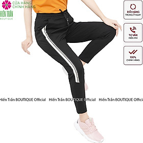 Quần jogger nữ Hiền Trần BOUTIQUE dáng dài cạp chun dây buộc, kiểu sọc to 2 bên