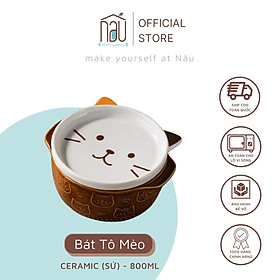Mua Bát TÔ sứ HAPINS mèo có nắp tiện lợi  có thể làm quà sinh nhật tặng người yêu mèo dùng an toàn cho lò nướng  vi sóng