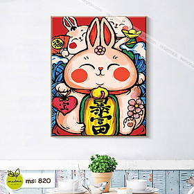 Mua Tranh tô màu 40x50cm có khung Thỏ Ngọc phất lộc T820