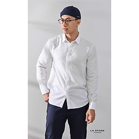 Áo sơ mi nam TRẮNG trơn vải cao cấp 100% cotton form fitted- SHL020