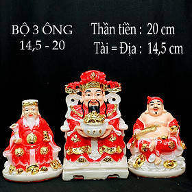 [ BỘ 3 ÔNG size nhỏ ] THẦN TÀI +THỔ ĐỊA +THẦN TIỀN [ COMPOSITE + BỘT ĐÁ  ]