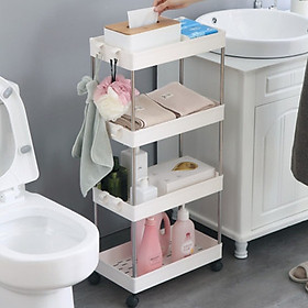 Kệ đựng đồ 4 tầng có bánh xe dễ di chuyển, giá để đồ 4 ngăn có bánh xe xoay 360 độ