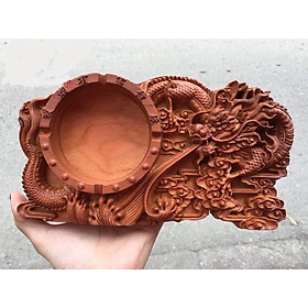 Mua Gạt Tàn Thuốc Bằng Gỗ CẨM LAI TA Trạm Khắc Rồng - lỗ tàn sâu
