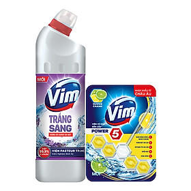 Combo Vim Diệt Khuẩn Trắng Sáng và Viên Bồn Cầu Hương Chanh