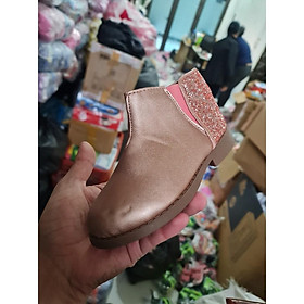 Giầy boot XUẤT DƯ nhũ bé gái kéo khoá tiện lợi size 20-30
