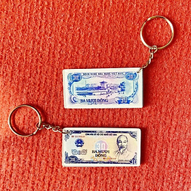 Móc khóa điện thoại bằng mica hình tờ 30 đồng chợ Bến Thành 1985