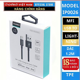 Cáp sạc Choetech IP00 nhanh MFI Usb to Light-ning 2.4A (Hàng chính hãng)
