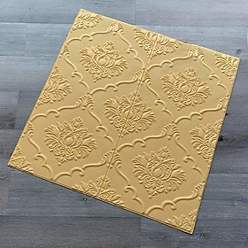 Bộ 5 Tấm Xốp Dán Tường Cổ Điển Hoa Sen 3D Màu Vàng Kem 70x70cm Siêu Đẹp, Sang Trọng