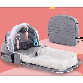 GIƯỜNG DI ĐỘNG CHO BÉ BABYKEY (Xám)