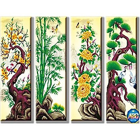 Mua Tranh Vải 3D Bộ Tứ Quý Tùng Cúc Trúc Mai  Trang Trí Tết bền đẹp KT 30 x 80 cm