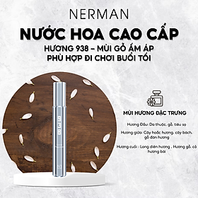 Nước hoa nam chính hãng Nerman - hương thơm nhẹ nhàng, tinh tế thu hút nữ giới, phù hợp đi hẹn hò, đi chơi, đi làm lưu hương tới 8h 10ml - 938 - Hương gỗ