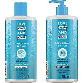 Combo sữa tắm và sữa dưỡng thể Love Beauty And Planet Đại Dương Mềm Mịn (400ml x 2)