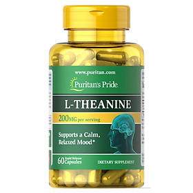 Viên uống bổ não, giảm stress Puritan's Pride L-Theanine 200mg (60 viên)