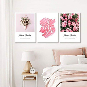 Mua Bộ 3 tranh canvas hoa hồng I LOVE YOU 40x60 kèm khung