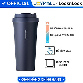 Ly giữ nhiệt LocknLock 550ml màu xanh navy LHC3249NVY - Hàng chính hãng, mở nắp một chạm, chất liệu thép không gỉ miệng ly rộng - JoyMall