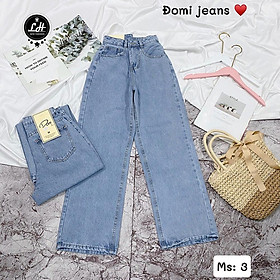 Hình ảnh Quần bò nữ - quần jean ống rộng Lê Huy Fashion lưng cao màu xanh nhạt MS 0003 - 0004