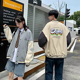 Áo khoác dù kiểu bomber in ENJOG cá tính, thời trang, Áo khoác dù Bomber chữ phối màu Unisex nam nữ, Áo khoác dù nam nữ mặc / áo khoác gió nam nữ mặc / áo khoác dù kiểu bomber / áo khoác cặp đôi / áo khoác form rộng, Áo Khoác Nam Nữ Unisex - Áo Jacket Bom