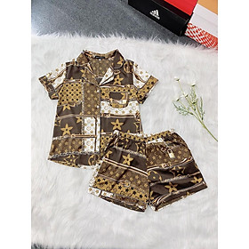 Bộ Ngủ Nữ Lụa #LATIN Cao Cấp Pijama Quần Cộc Áo Cộc Họa Tiết Phối Viền Mềm Mại