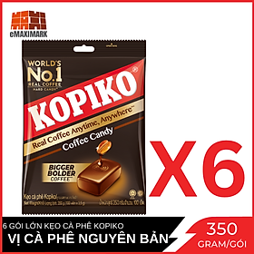 Combo 6 Gói Lớn Kẹo Cà Phê Kopiko Gói 350g X6