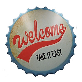 Welcome take it easy - Nắp phén 35cm vintage decor trang trí