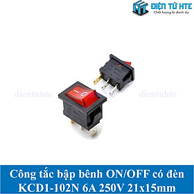 Mua Bộ 2 Công tắc bập bênh KCD1-102N 3 chân 6A 250V 21x15mm có đèn - Đỏ