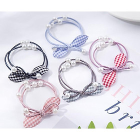 Dây thun cột tóc nữ gắn nơ vải - Combo 5 sp (ngẫu nhiên)