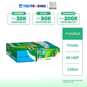 Thùng 48 Hộp Sữa Nestlé Milo Ít Đường (110ml/ Hộp)