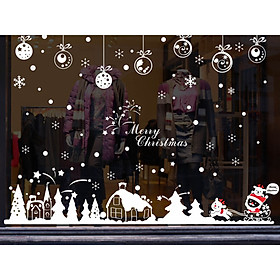 DECAL DÁN KÍNH ÔNG GIÀ NOEL KÉO XE TRẮNG