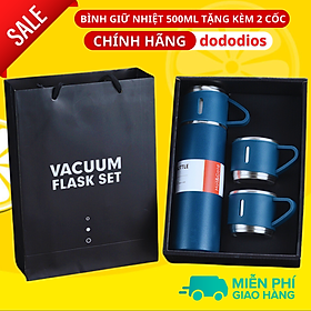 Mua Màu Xanh - bình giữ nhiệt 500ml tặng 2 cốc - Kiểu cách đóng gói hộp quà - có nút nhấn uống trực tiếp - Hàng chính hãng