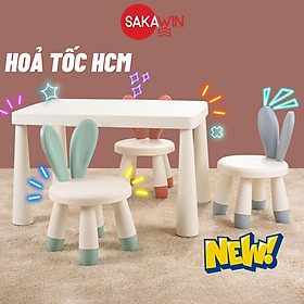 Mua Bàn ghế trẻ em tai thỏ Sakawin  Bàn ghế cho bé mẫu giáo  Nhựa cao cấp Phù hợp các bé từ 2 - 10 tuổi