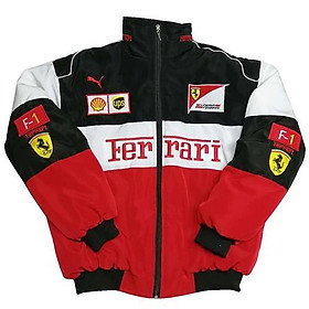 Áo Khoác Cotton Tay Dài Thêu Chữ Ferrari Bảo Vệ Toàn Diện Thời Trang Thu Đông Cho Nam Và Nữ Chạy Xe